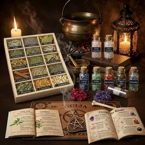 30-Jar Crystal & Herb Set for DIY Candle Making, Soap Making - Citrine, Rose Quartz, Amethyst, Lavender, Peppermint, Bay Leaf, Dandelion, Jasmine, Sage, Mugwort, Thyme, Calendula, Basil (Toys & Hobbies, Wax Craft Supplies)