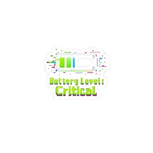 Battery Level: Critical Kiss-Cut Sticker | 8-bit Pixel Art, Glitch Cyber, Low Battery