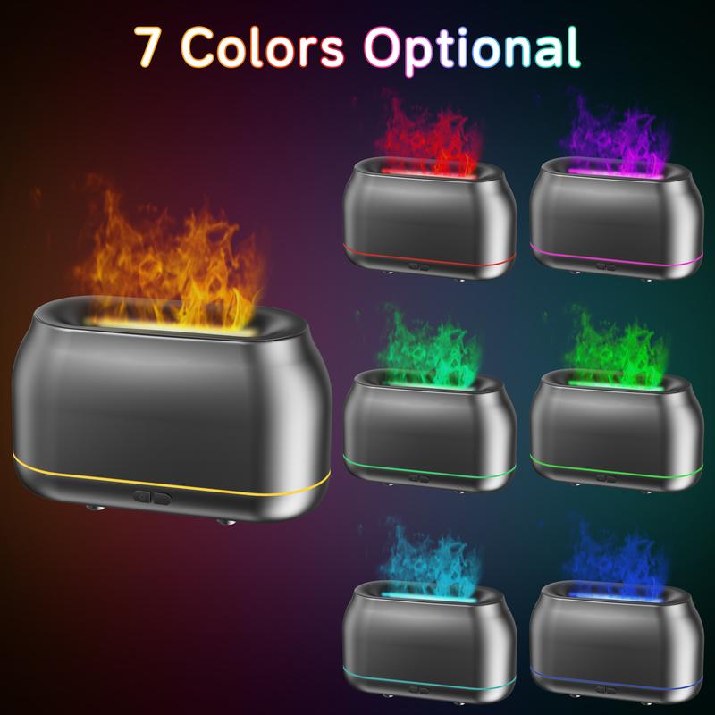 Upgraded Colorful Flame Essential Oil Diffuser, 7-Color LED, Silent Humidifier with Auto-Off Protection, 160mL for Home, Office & Yoga