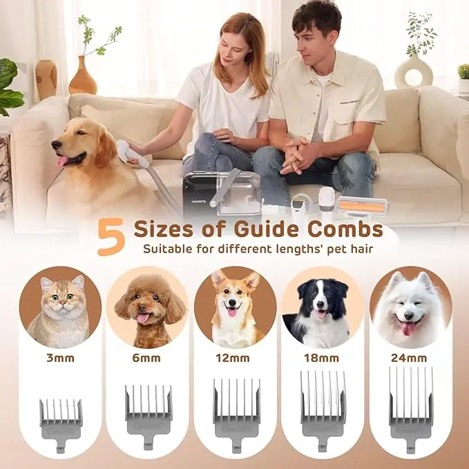 Homeika Dog Grooming Vacuum Kit - 3L Vacuum with 7 Tools, Low Noise Electric Clipper and Brush for Pet Shedding at Home 1
