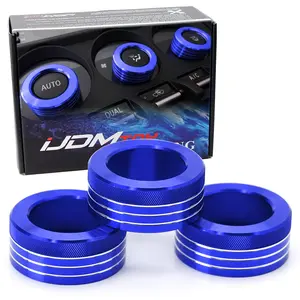 iJDMTOY 3pcs Blue Anodized Aluminum AC Climate Control Switch Turner Ring Covers For 2013-21 Subaru BRZ and Scion FR-S/Toyota 86 RS/TRD Models
