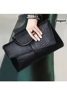 Elegant Women's Clutch Bag with Luxurious Snake Pattern, Large Capacity Crossbody Purse for Retro Style, Perfect for Parties and Gifts