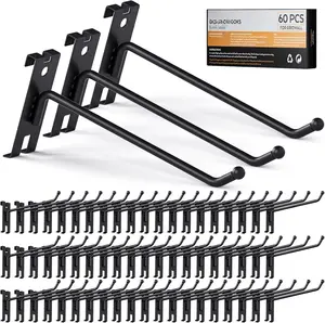 6 Inch Gridwall Hooks, 60 Pack Heavy Duty Black Display Hooks for Grid Wall Panels, Gridwall Accessory for Storage Display Clothes in Retail Shop Garage
