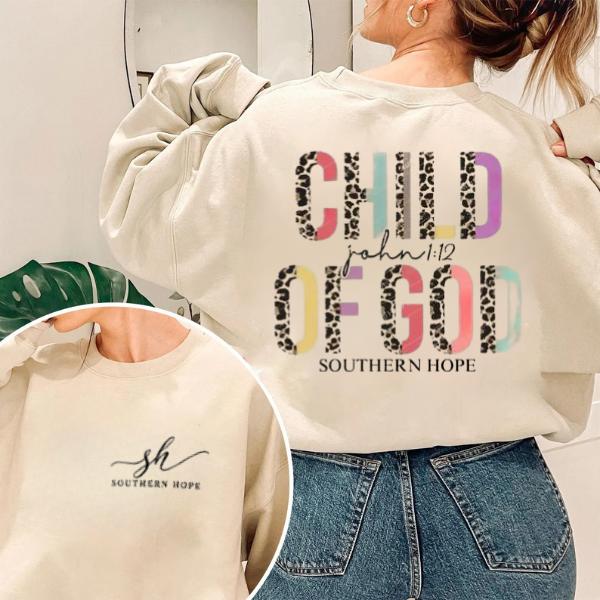 Cheetah Child Of God Girl’s Hoodie, Chritian Tee, Jesus and faith Outfit, Summer Outfit, Youth and Adult T-shirt, gift for son and daughter, holiday outfit, matching family clothing, Country Outfit, Hunting T-shirt
