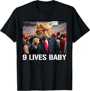 Donald Trump Cat Nine Lives Baby Funny 9 Lives Baby Lovers T-Shirt