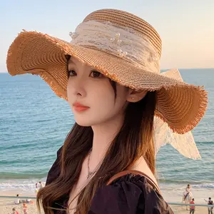New Sweet Big Bow Sun Hat Women's Fashionable Elegant Big Brim Sun Hat Outdoor Sun Hat
