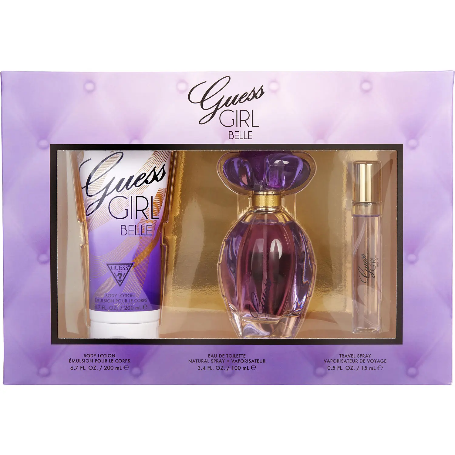 Guess Girl Belle Set-Edt Spray 3.4 Oz & Body Lotion 6.7 & Edt Spray 0.5 Oz For Women