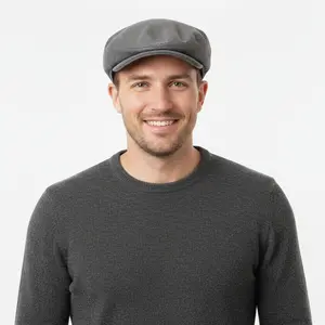 Genuine Leather Flat Ivy Cap for Men & Women – Classic Newsboy Driving Hat with Adjustable Fit, Soft Lining & Short Brim – Gray