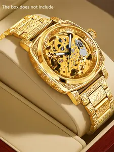 A men's high-end luxury luxury luxury diamond strap hollowed out luminous waterproof fully automatic mechanical watch Luminous Analog Watch