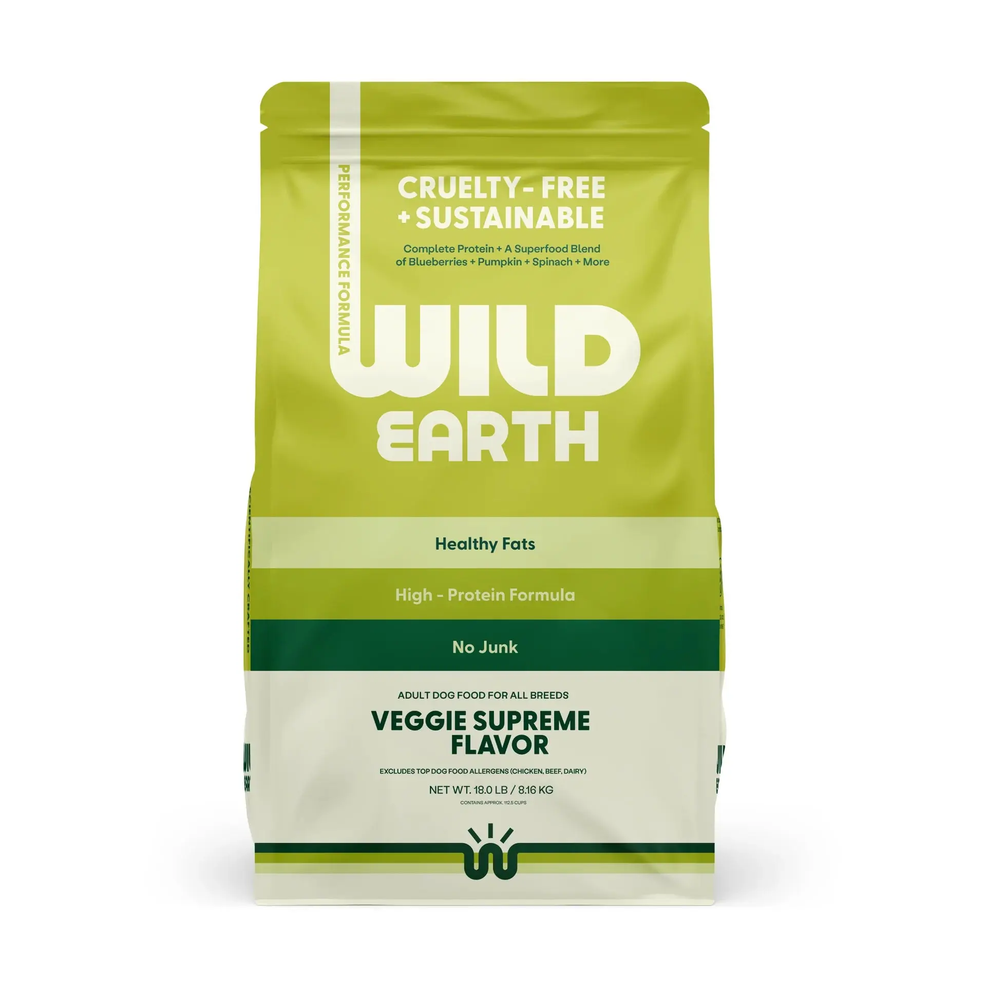 Wild Earth Performance Formula Dry Dog Food - 28% High Protein, Sustainable, Pumpkin-Infused, Poultry-Style, DHA Brain Boost, No Meat/Dairy Dog Kibble