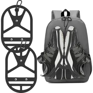 2 Pack Shoe Holster for Backpack with Clip Hanger, Shoe Holder for Sneakers, Cleats, for Travel, Outdoors, Sports (Large, Black)