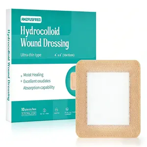 Amzfusfred Silicone Foam Dressing 4''*4" 10 Packs, Large Waterproof Bandages for Sensitive Skin Wound Care, Protects Sensitive Skin, Waterproof, Covers and Protects Wounds