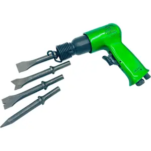 Short Barrel Air Hammer Kit (4-Chisels, Stroke Length 1-5/8", 4500 bpm, 4 CFM @ 90 PSI)