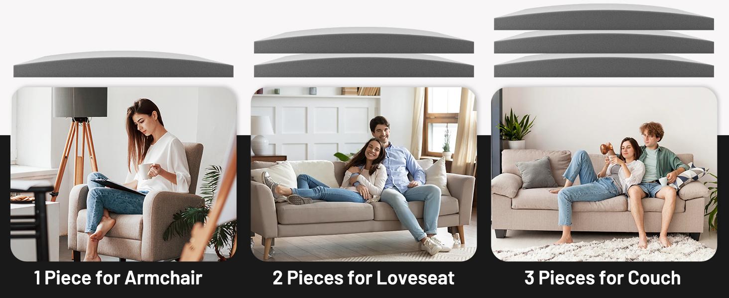 Couch Cushion Support, Sofa Cushion Support for Sagging Couch Seat, Couch Replacement Insert, 24"x24"x2.4", High Density Foam Furniture Seat Sagging Repair, Trapezoid 40D,Grey Set of 3 Couch Cushion Support, Sofa Cushion Support for Sagging Couch Seat, Couch Replacement Insert, 24"x24"x2.4", High Density Foam Furniture Seat Sagging Repair, Trapezoid 40D,Grey Set of 3