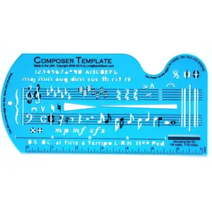 Composing Template Stencil for Music Notes & Symbols with Manuscript Staff Paper Tablet