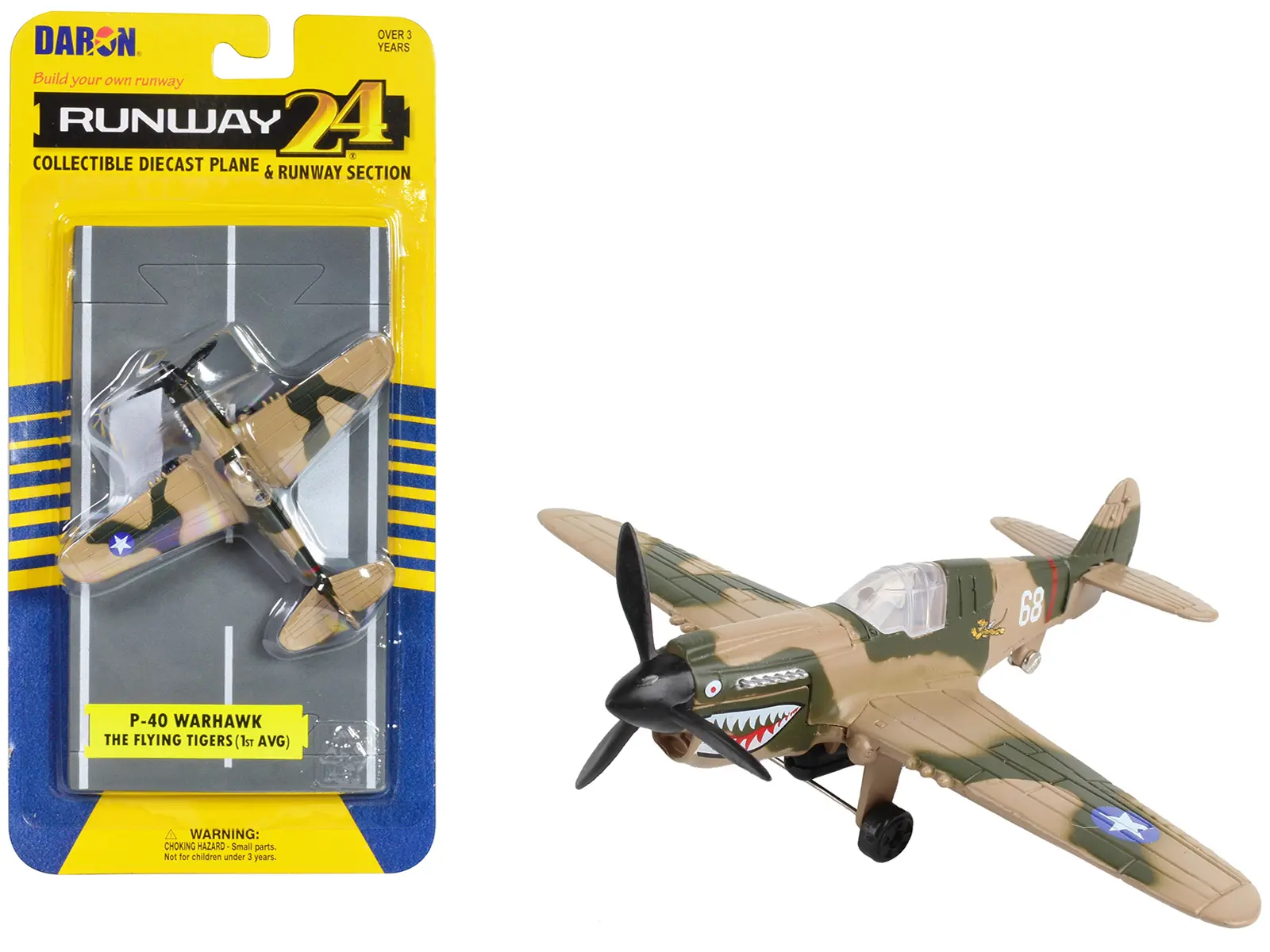 Curtiss P-40 Warhawk Fighter Aircraft Camouflage with Runway Section Diecast Model Airplane by Runway24