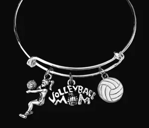 Volleyball Mom Charm Bracelet Adjustable One Size Fits All Sports Team Mom Gift
