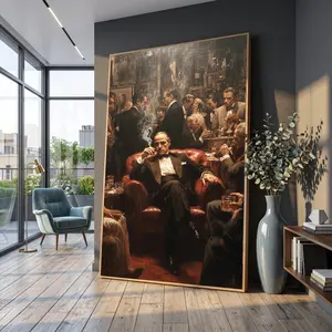 Vintage Mafia Scene Wall Art, Classic 1940s Gentleman Decor, Retro Lounge Room, Elegant Social Gathering Print