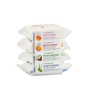 Spascriptions Anti-Aging, Brightening, Moisturizing & Pore Refining Towelettes Waterproof Makeup, Revives with Collagen, Vitamin C, Coconut Oil, and Aloe Hypoallergenic, 120 Ct. 4 Pack