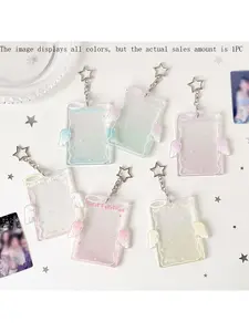 Angel Wings Acrylic Card Holder, Star Fan Photo Album Organizer, Student Backpack Accessory, ID Picture Storage Case, Photo Strip Holder