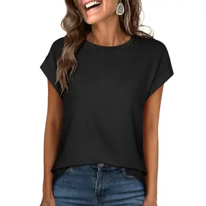 ANRABESS Womens Tops Summer Cap Sleeve Basic Tee Shirts 2026 Trendy Loose Fit Casual Dressy Business Work Tshirts Crewneck Tops Clothes