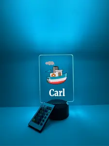 Tug Boat, Ocean, Water, LED Night Light Birthday Gifts For Toddlers, kids, Baby, Newborn, Girl, Christmas Present, Baby Shower, Bedroom Decor, FREE Personalization, 16 Color Options light with remote included, Made in USA, Push Gift Nursery Decoration