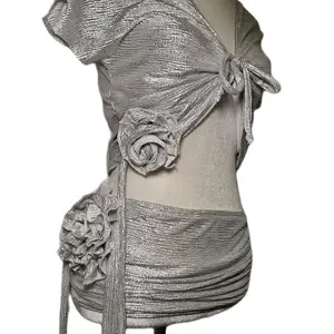 Chrome Skirt Set Medium Fit Top and Skirt - Stylish Design for Women's Clothes, Comfortable Fit, Womenswear - Short, Suits