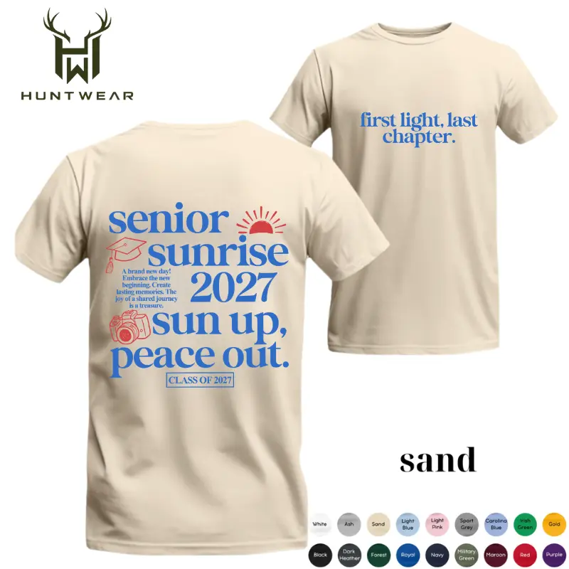 Senior Sunrise 2027 Shirt, Class of 2027 Graduation Tee, Senior Sunrise Graphic Shirt, First Light Last Chapter Tee, High School Senior Shirt, Graduation Gift for Students, Back Print Senior Tee, Unisex Cotton Graphic T Shirt - HUNTWEAR SHOP