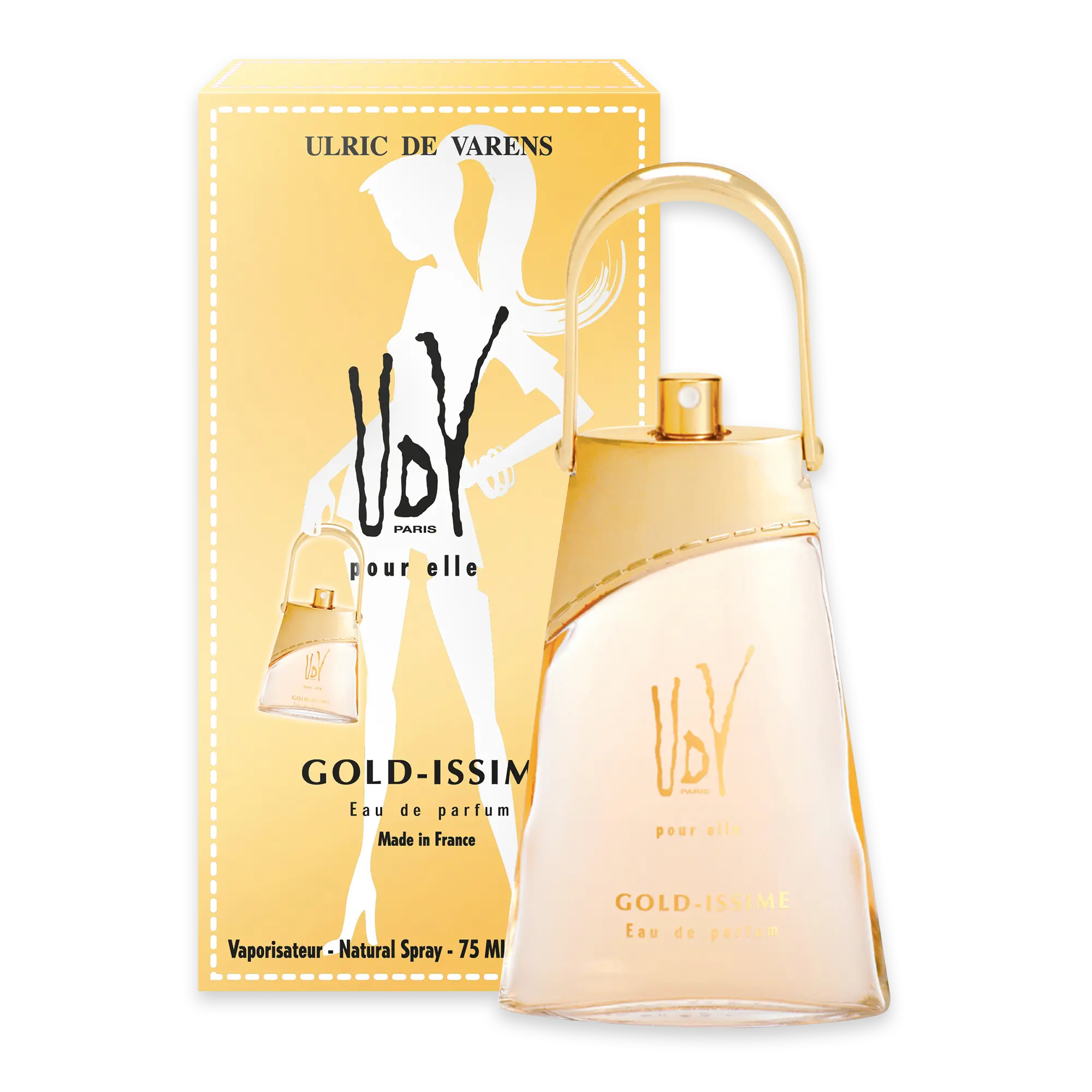 Ulric De Varens Gold-issime Eau De Parfum for Women- Alluring, Sexy, Charming Scent - Notes of Orange Blossom, Wood Sandalwood, & Cotton Flower- Feminine & Enchanting- 2.5 Fl Oz