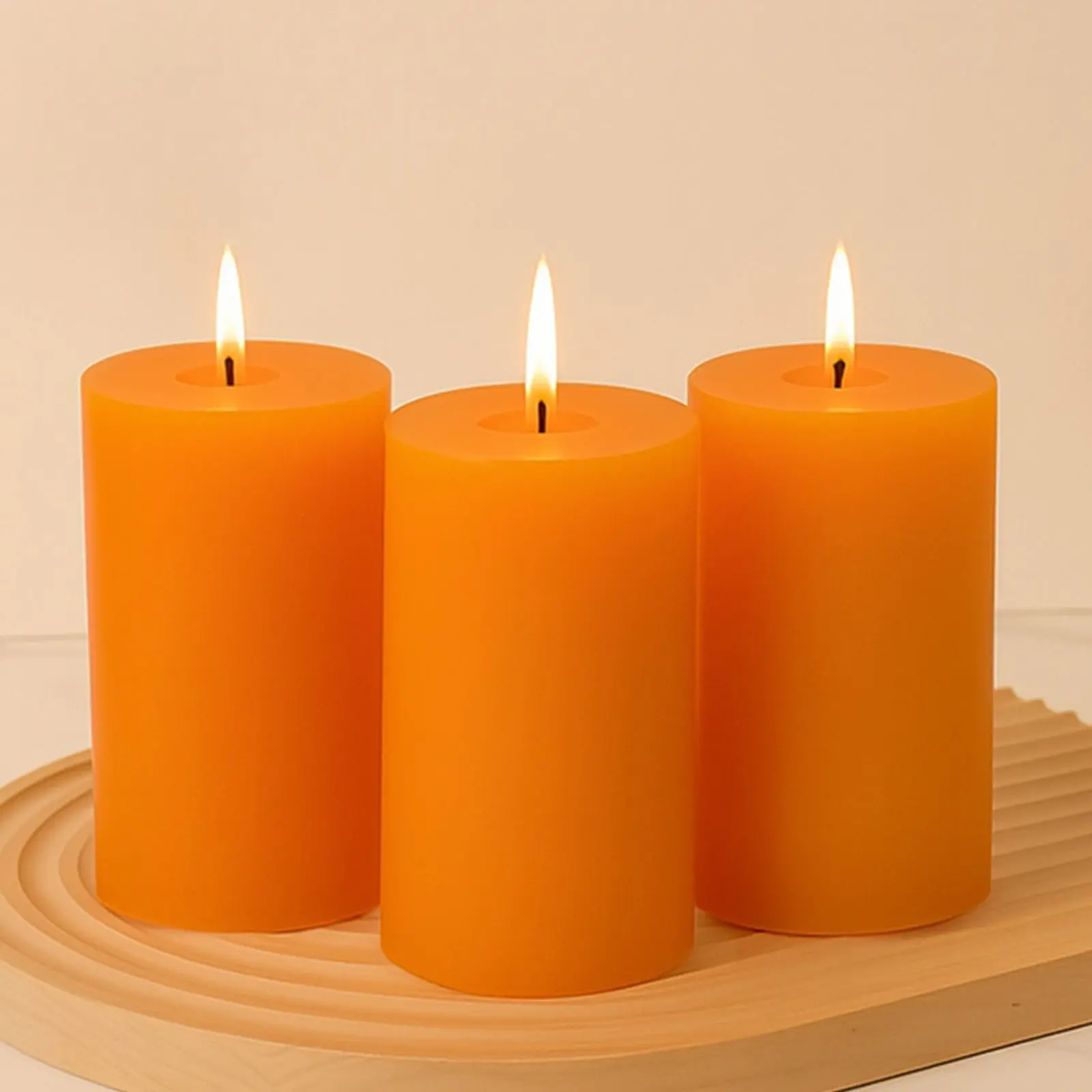 6-Pack Unscented Dripless Orange Colored Wax Candles - 3"x6" Paraffin, Smokeless Cotton Wicks, 60-Hour Long-Lasting Clean Burn, Home Supplies, Room Decor, Wedding Centerpieces, Paraffin Wax, 60 Hours