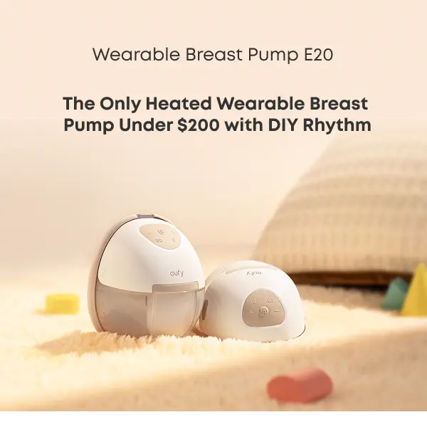 【Exclusive Bundle】eufy E20 Heated Wearable Breast Pump, 3 Heat Levels, Hands-Free Breast Pump with Innovative HeatFlow, Optimized Rhythm via App, Hospital-Grade Suction, Leakproof, Ultra-Slim and Quiet for in-Bra Use. FSA-HSA eligible
