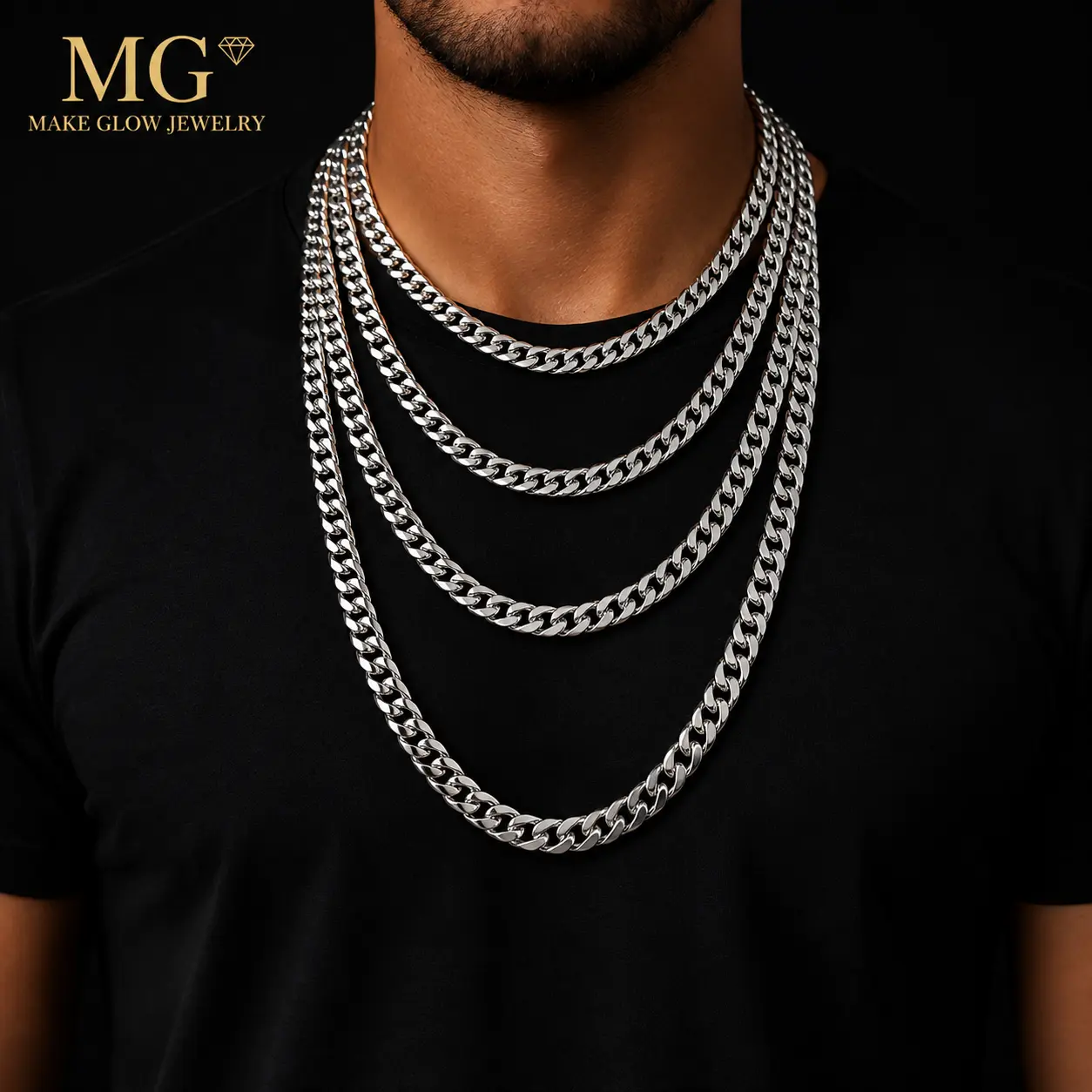 Men's Stainless Steel Cuban Link Chain Necklace, 16"-26" Length, 5-7mm Width, Adjustable Hypoallergenic Chain, Tarnish Resistant Silver Jewelry, Men's Accessories, Gifts for Him, Mens Gifts