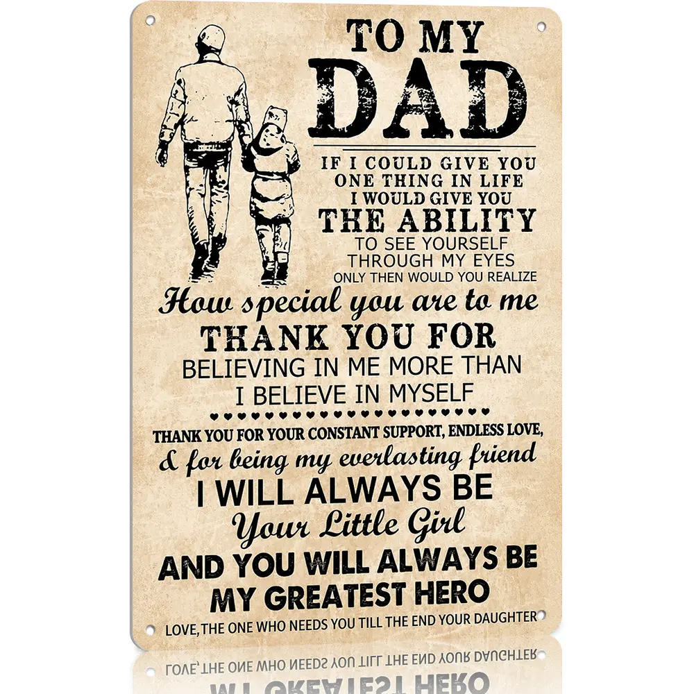 Vintage Aluminium Custom Sign - 8x12 in Custom Plaque, Dad Gifts from Daughter, Father's Day Decorative Wall Sign, Plaque Decorations for Home Wall Decor