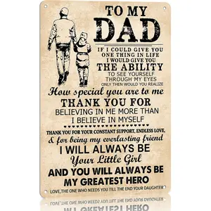 Vintage Metal Dad Sign, 8x12 in Aluminium Plaque, Personalized Home Decor Gift for Daughters, Father's Day & Birthday Vintage Metal Wall Decor