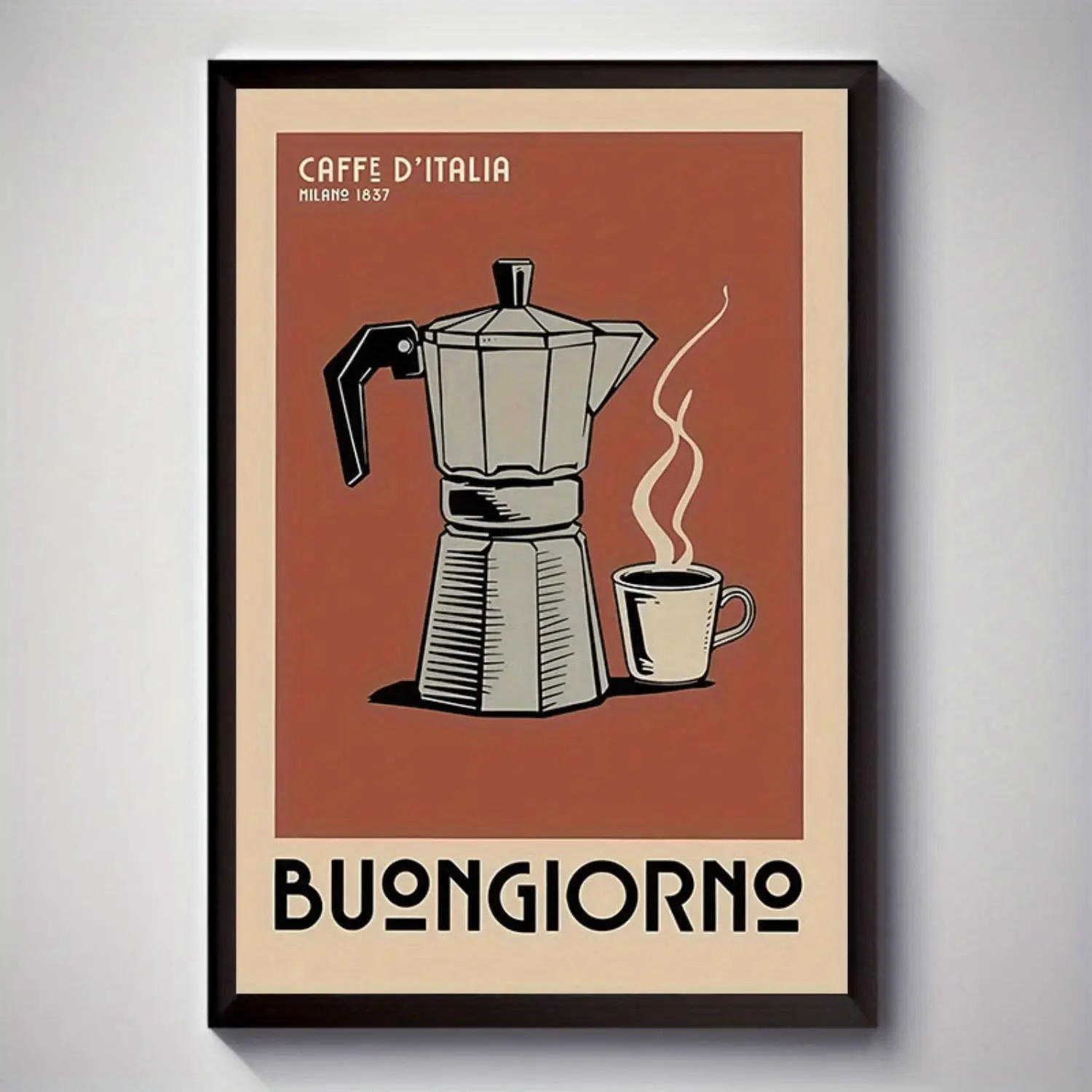 Vintage Italian Coffee Canvas Wall Art Featuring Classic Moka Express and Cafe D Italia Text Frameless Decor for Living Room Bedroom Office and Cafe Inches Retro Coffee Poster Kitchen Wall Art Ideal Gift for Coffee Enthusiasts