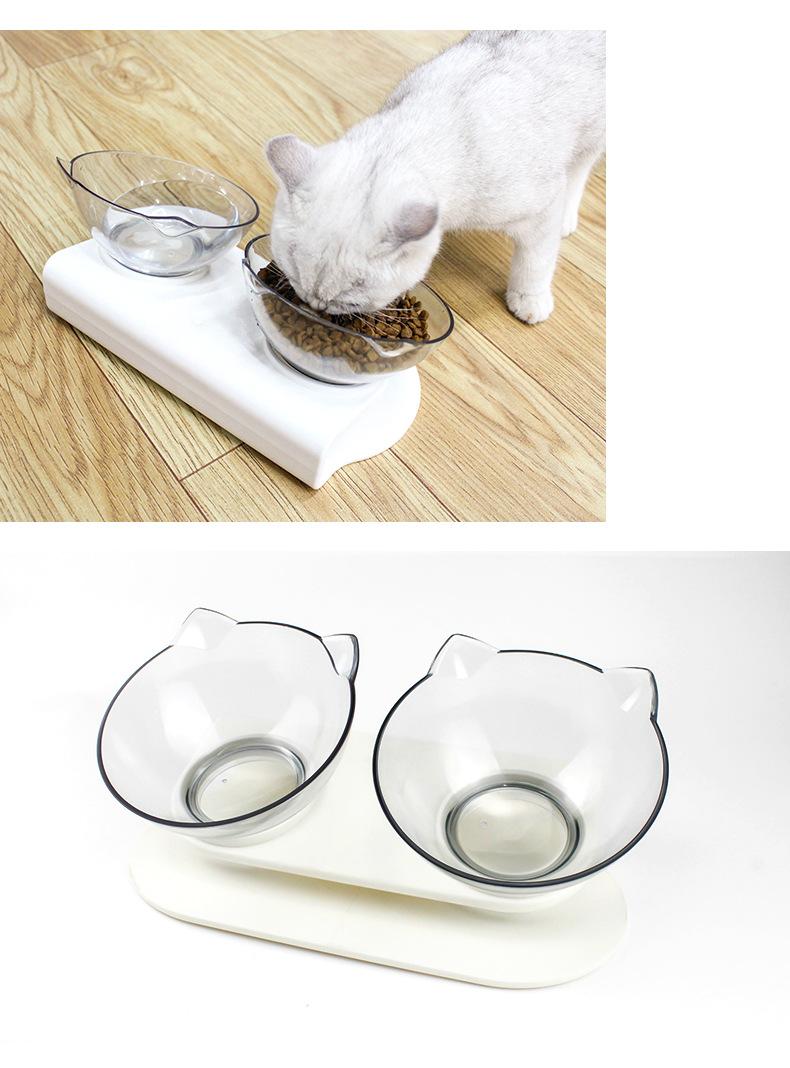 Cat Double Bowl Cat Food Bowl Protects Cervical Vertebra