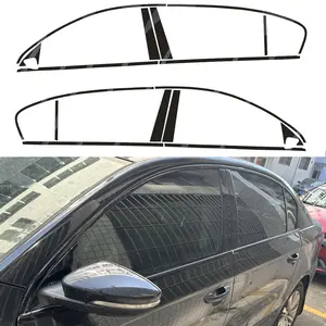 Glossy Black Chrome Delete Window Trims sticker For Volkswagen Passat B7 2012-2016