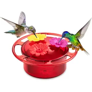 Handheld Hummingbird Feeders for Outdoors, Hummingbird Feeder 3OZ Mini Bird Feeders for Outdoors,3 Bee Guard Feeding Ports,  Flower, Red (Set of 1)