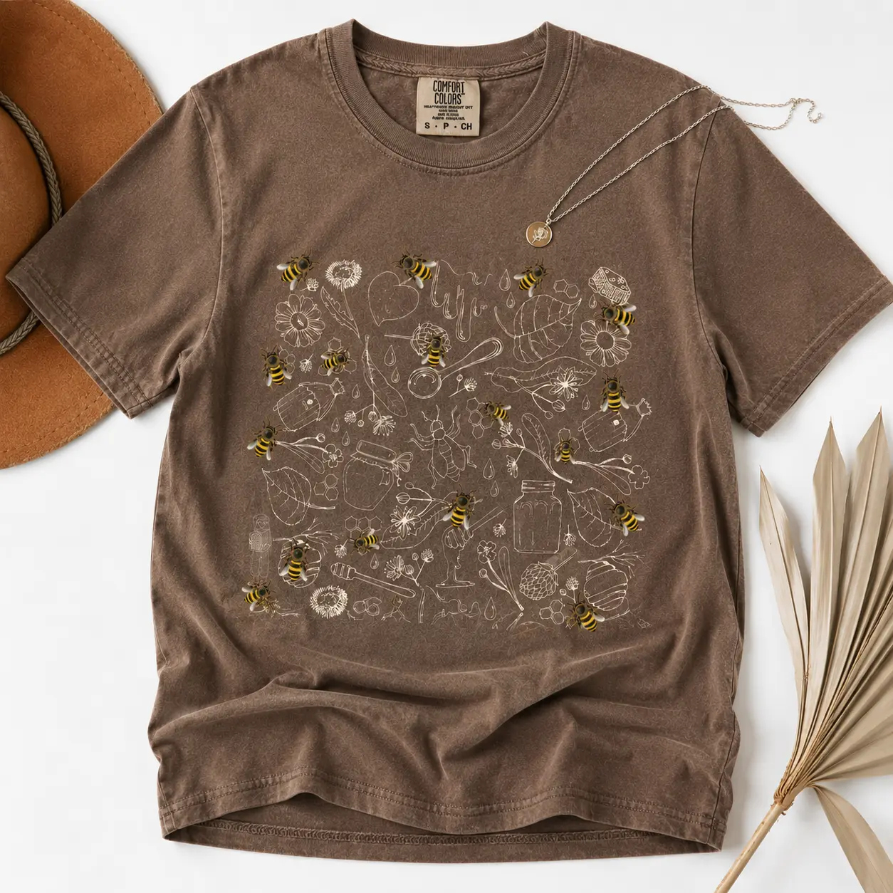 Comfort Colors Vintage Bee Botanical TShirt National Park Nature Lover Graphic Tee Honeycomb Bumblebee Gift Retro Wilderness Wildlife 2026 - TrendWear USA