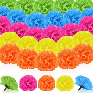 50 Pcs Day of The Dead Marigold Flower Bulk Fiesta Flowers Artificial Dia De Los Muertos Decorations for Mexican Backdrop Floral with Stems DIY Marigold Garland