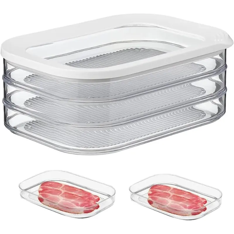 Deli Meat Container for Fridge | Bacon Lunch Meat Container for Refrigerator, 18.6oz, Stackable Bacon Cheese Container