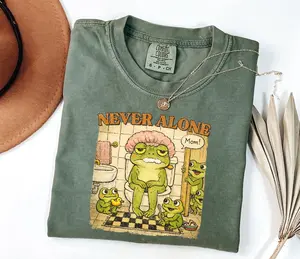 Comfort Colors Mama Frog T-shirt, Off To Commit Mom Foolery  T-shirt, Funny Frog Never Alone Tee, Funny Gift For Mom, Pregnancy Announcement Gift