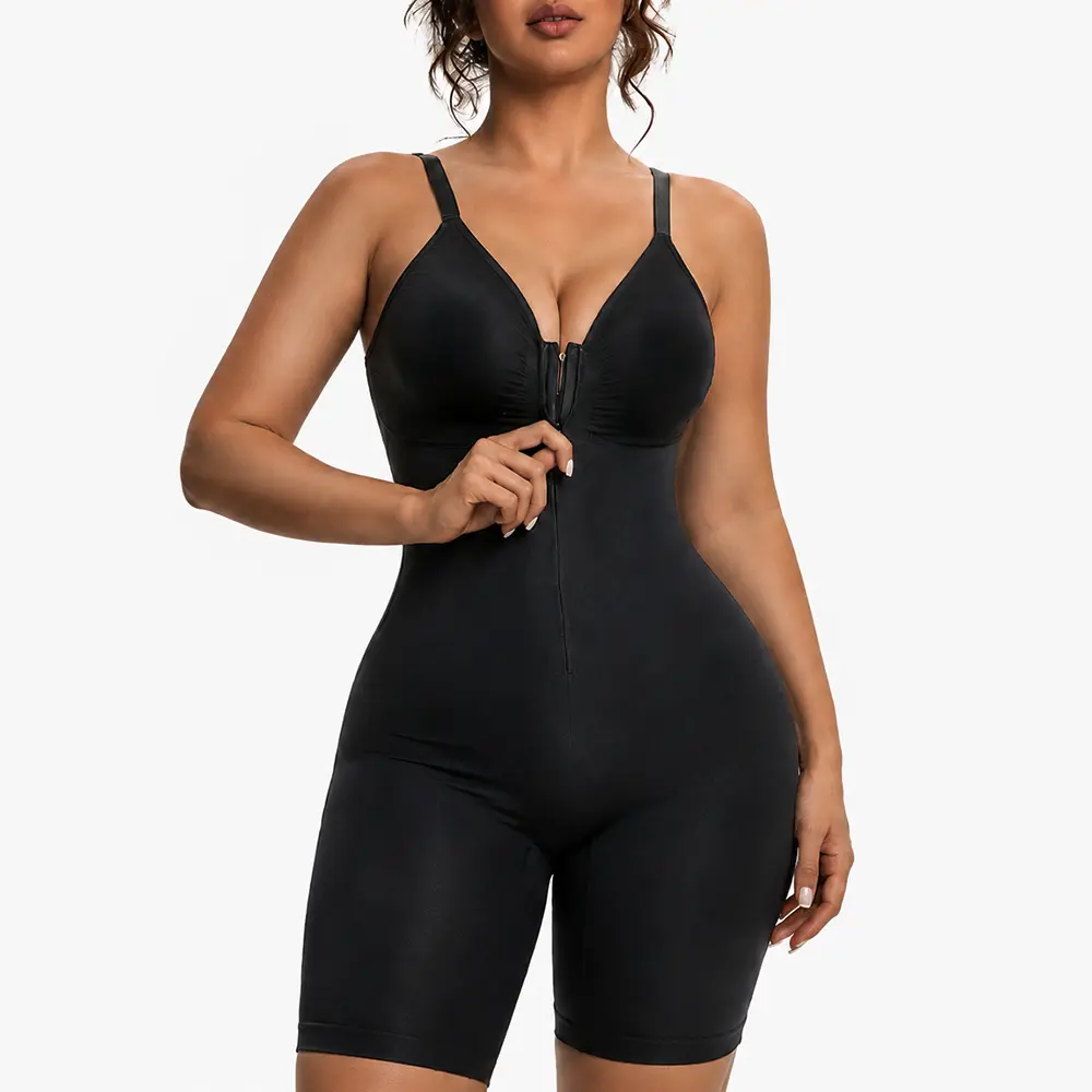 Women's Plussize Nylon Shapewear Bodysuit - Faja Body Shaper, Zip-Up Closure, Ultra-Stretch Fabric, Breathable Mesh Design, Adjustable Tailored Fit for All-Day Comfort, Shapewear For Women, Bodysuit For Women