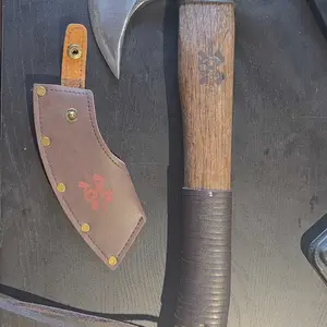 Grumpy Bear Garden Axe for Camping，Blade with Walnut Wood Handle-Great Christmas gifts