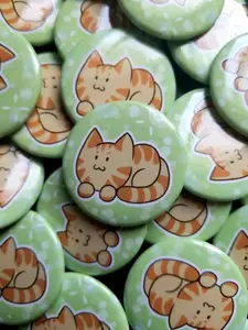 Cat Loaf Pin Back Round Button