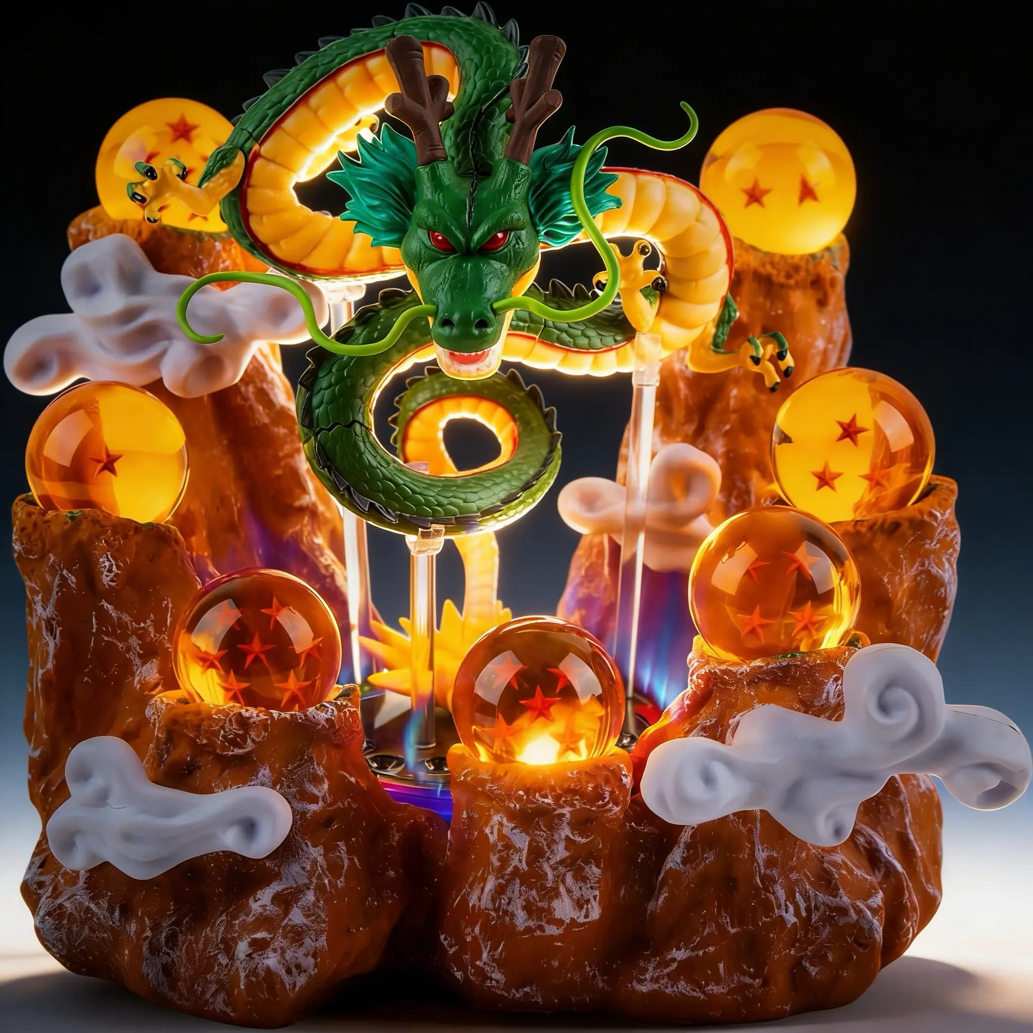 DLDA DBZ Valentine Collectible Gift for Boyfriend | 7 Ball Summoning Dragon Statue Set 4.3cm Crystal Balls Resin Sculpture Acrylic Base Gift Box Anime Decor & Gifts summerwins