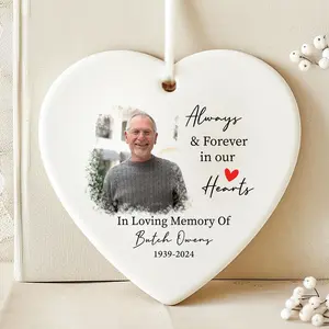 Custom Photo Memorial Ornament: Dad Remembrance Ceramic Ornament