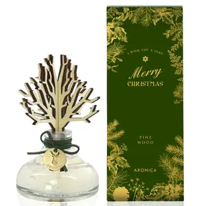 Aronica Christmas Wood Diffuser 120ml - Pine Woods Premium Fragrance for Home with Crisp Pine Needles Balsam Fir & Earthy Cedarwood Blend