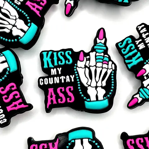 1pc Kiss My Country Ass Silicone Focal Beads Beading Making Diy Jewelry Making Beaded Pens Supplies