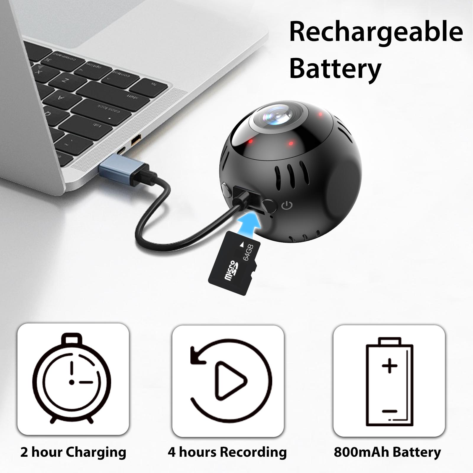 2MP FHD Hidden Mini Security Camera, Wireless WiFi, Motion Detection,  Night Vision, Nanny Cam for Home Use, Indoor Surveillance, Baby & Pet Monitor, Cloud Storage (Paid Service) + SD Card Recording (SD Card Not Included) with Infrared